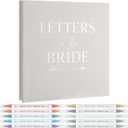 Amyhill Letters to the Bride Scrapbook 10 Inch Bride Memory Book Photo Album Linen with 10 Metallic Markers 20 Sheets Bridal DIY Scrapbook for Wedding Engagement Bridal Shower Gifts Party Supplies