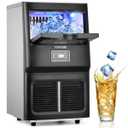 VINERIE Commercial Ice Maker Machine, 100lbs/24H, ETL Approved, Clear Cube, LED Panel, Stainless Steel Auto Operation, Freestanding & Built-in Ice Maker