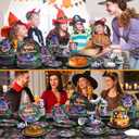 350 Pcs Halloween Party Decorations Supplies for 50 Guests, Halloween Birthday Party Decorations Including Plates, Dessert Plates, Paper Cups, Napkins, Knives, Forks and Spoons for Horror Party Decor
