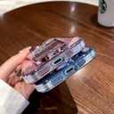 3D Bling Sparkle Plating Juice Bottle Designer Phone Case Compatible with iPhone 15 Pro, Cute Liquid Floating Gradient Glitter Quicksand Cup Phone Case Cover with Camera Protection for Women - Purple