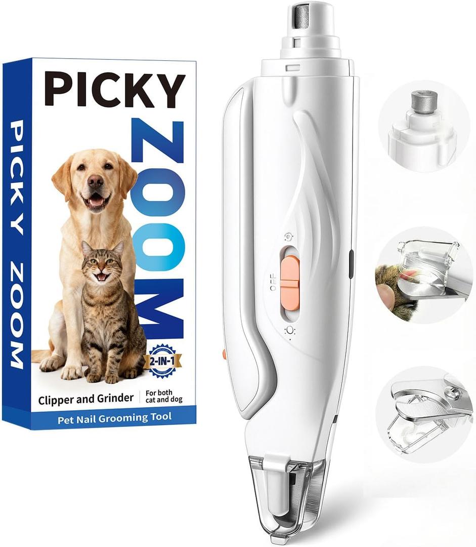 2-in-1 Dog & Cat Nail Clippers and Grinder with Light Upgraded Safety Guard to Avoid Overcutting, Sharp Blade, Painless Quiet Pet Nail Claw Trimmers, Professional Grooming Tool for Large Small Pets
