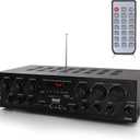 Pyle Wireless Bluetooth Home Audio Amplifier System-Upgraded 6 Channel 750 Watt Sound Power Stereo Receiver w/USB, Micro SD, Headphone,2 Microphone Input w/Echo, Talkover for PA - PTA62BT.5