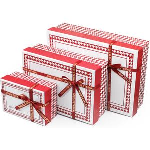 Giftilious Gift Boxes With Lids, 3 Sizes Red Gift Wrap Boxes Gift Boxes, Elegant Boxes For Gifts, Empty Gift Box for Present Wrapping