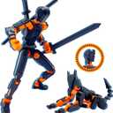 Uodofy (Assembly Completed) T13 3D Action Figure Set,Dummy Robo Titan 13 Action Figures,3D Printed Multi-Jointed Toy (Black + Orange)