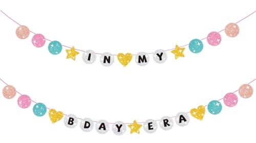 3 x in My Birthday Era Banner Friendship Bracelet Garland for Singer Party Decorations Birthday Photo Booth Backdrop, Happy Bday Sign Party Supplies