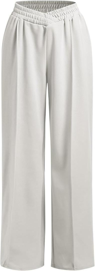 ODIZLI Women's High Waist Wide Leg Pants Casual Trousers Sweatpants Lounge Wear Fashion (Gray, S)