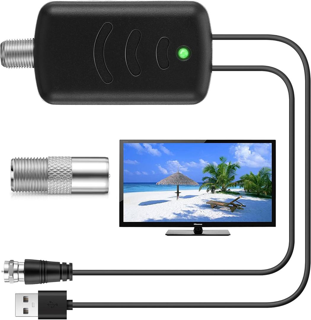 TV Antenna Amplifier, Antenna Signal Booster for TV Indoor, Low Noise/Clears Up Pixelated Amplifier, High Gain Signal Booster, USB Powered with LTE Filter Kit