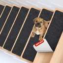 MBIGM 8" X 30" (15 in Pack) Non-Slip Carpet Stair Treads Non-Skid Safety Rug Slip Resistant Indoor Runner for Kids Elders & Pets with Reusable Adhesive - Black - Carpet Pads for Stairs