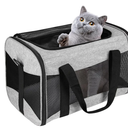 Cat Carrying Case - Pet Carrier Airline Approved, Protable and Breathable Pet Travel Carrier Removable Fleece Pad, Collapsible Cat Carrier Dog Carrier for Medium Cats Small Cats Dogs (Grey&Black M)