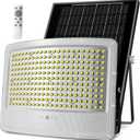 Solar Flood Lights Outdoor, 8000W Solar Street Flood Light Dusk to Dawn IP67 Waterproof LED Commercial Lighting with 16.4 Foot Cables and Remote Control for Yard,Garage,Swimming Pool, Pathway