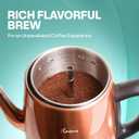 Euro Cuisine PER08 Stainless Steel Electric Coffee Percolator, 8 Cup, Polished Copper Finish, Dripless Gooseneck Spout, Clear Glass Knob, Brewing Indication, Keep-Warm Function, Detachable Cord