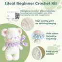 JueRum All in One Crochet Kit for Beginners,Bear Crochet Starter Kit with Step-by-Step Video Tutorials,Learn to Crochet Bear Animals Amigurumi Knitting Kit for Adult