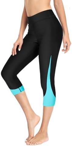 Pinup Fashion Swim Pants Women - Swimming Capris High Waisted Swimsuit Leggings UV Swimwear Tights M