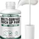 White Touch Up Paint Pen - Multi Surface White Paint for Cabinets, Furniture, Wall, Door, Metal, Wood & Enamel Appliance Scratch Repair - High Coverage, Quick Dry & Waterproof (1.5 Oz, Semi-Gloss)