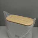 Small Bathroom Trash Can with Lid, 10L/2.6 Gal Slim Wastebasket - Odor & Pet Proof, Inner Bucket & Wood Grain Top, Plastic White Garbage Can for Kitchen, Bedroom, Living Room, Office, RV