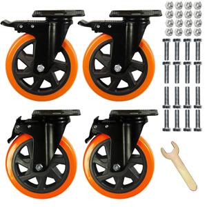 6 Inch Caster Wheels, Heavy Duty Casters Load 2800 Lbs, Industrial Swivel Silent Caster Wheels for Workbench Cart and Furniture Set of 4