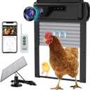 Automatic Chicken Coop Door with HD Camera, Solar Powered 5000mAh Battery - Door Opener with Remote, Timer & Anti-Pinch Sensor, App-Based Monitoring, Motion Detection, Weatherproof (Black)