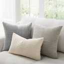 Topfinel Decorative Neutral Throw Pillow Covers 1616,Farmhouse Cozy Cushion Cover Set of 4 with Corduroy,Soft Accent Pillowcases for Couch,Bed,Living Room Home Decor (Cream,White)