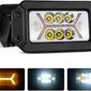 Chelhead Flush Mount Led Light Bars with Amber DRL 24W Spot Flood Combo Off Road Backup Driving Lights Fog Lamp Compatible with Jeep Ford Bumper ATV UTV SUV Truck Boat