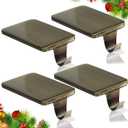 HMASYO Christmas Stocking Holders for Mantle Set of 4, Heavy Duty Cast Iron Stocking Hangers Base, Low Profile Weighted Stocking Holder Hooks for Fireplace Tabletop Shelf Christmas Decoration, Bronze