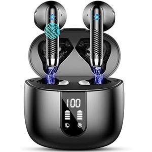 Wireless Earbuds, Bluetooth Headphones V5.4 Stereo Bass Ear Buds with ENC Noise Cancelling Mics,56H Bluetooth Earbuds with LED Display Charging Case, IP7 Waterproof Earphones for Android iOS【2025】
