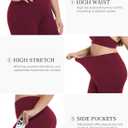 Plus Size High Waist Capri Leggings with Pockets for Women Tummy Control Yoga Crop Pants for Summer Workout Athletic (5X-Large, Burgundy)
