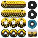 26 Packs Angle Grinder Cutting Flap Grinding Disc Wheel 4 1/2in Inches - 20 Packs 4.5"x1/4"x7/8" Cut off Wheels,3 Packs 4.5"x7/8" 60 Grit Flap Discs, 3 Packs 4.5"x1/25"x7/8" Grinding Wheels