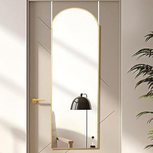 16"×50" Door Mirror,Arched Full Length Mirror, Over The Door, Arch Wall Mirror, Thin Frame, Aluminum Alloy, for Bedroom, Living Room, Entryway -Gold