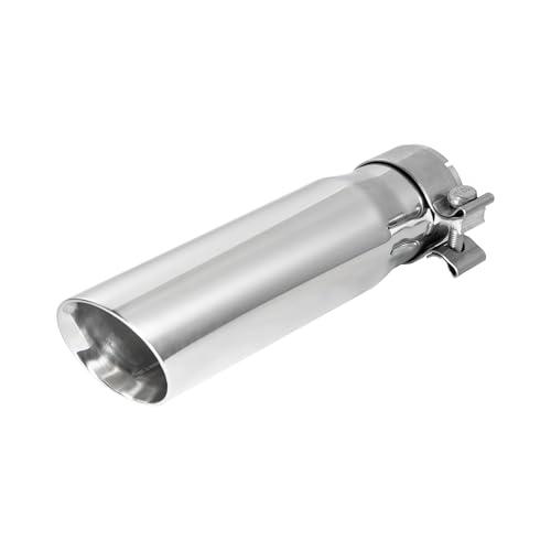 SVULK 3 Inch Stainless Steel Exhaust Tip, 3" Inlet to 4" Inch Outlet,12"/305mm Long Polished Clamp on Exhaust Tailpipe Tip, Double Wall & Slant Cut Exhaust Finish Tailpipe with Clamp