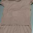 Womens 2 Piece Outfits 2026 Short Sleeve Crewneck Knit Tops And Pleated Mini Skirt Two Piece Sets (Pink, XS)