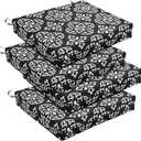 Basic Beyond Outdoor Chair Cushions Set of 4, Square Corner Outdoor Cushions for Patio Furniture, Water Resistant Patio Chair Cushions with 2 Ties, 18.5x16x3, Medallion