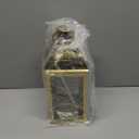 JHY DESIGN 15" H Stainless Steel Decorative Candle Lanterns with Tempered Glass Vintage Elegance for Indoor Outdoor Events Parties and Weddings(Gold)