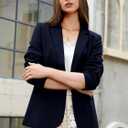 Womens One Button Blazer Casual Open Front Long Sleeve Suit Jackets Business Work Office Blazers (S)