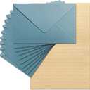 Tuhangcc Premium Velvet-Touch Stationery Set with Unique Design Colors - Best Paper and Elegant 4x6 Envelopes (24 Writing Sheets + 12 Envelopes) for Love Letters and Party Invitations (Lake Blue)