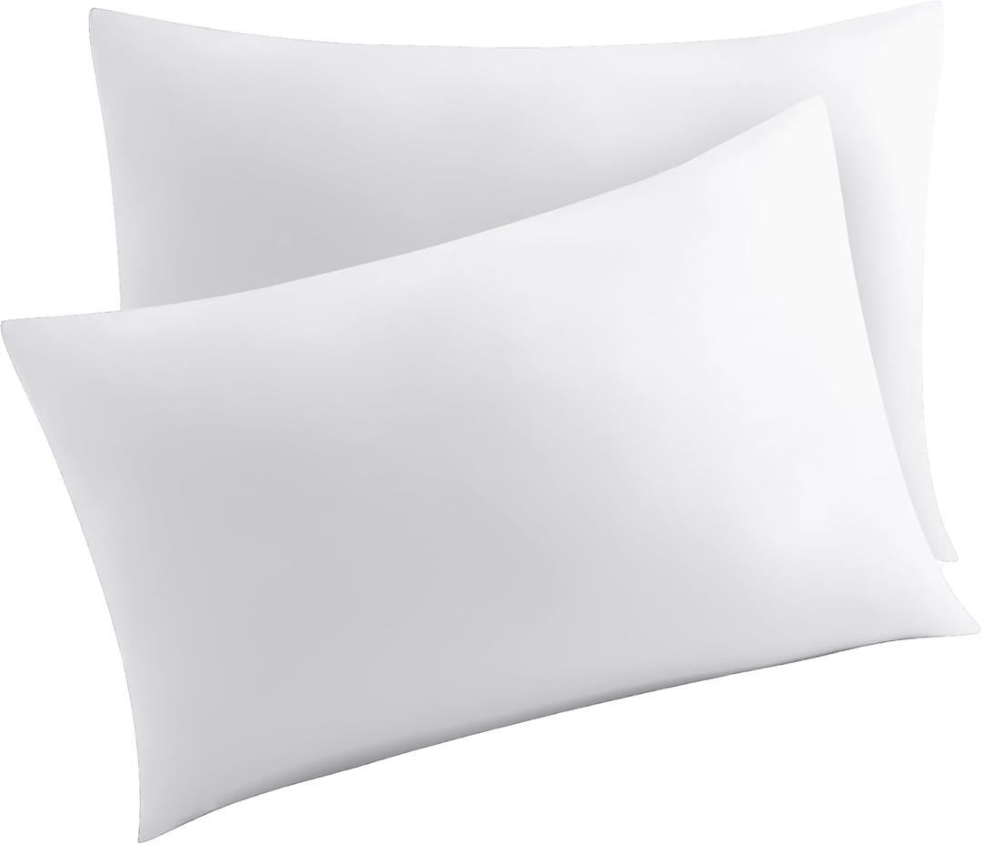 Pillow Protector King Size 100% Egyptian Cotton Pillow Covers, 400 Thread Count Sateen Weave Cooling Pillow Cases, Breathable Non Noisy Easy Care, Set of 2 (White)