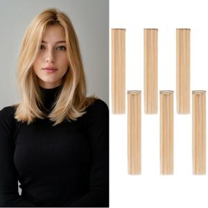 6PCS Clip in Hair Extensions Real Human Hair Short Clip in Extensions for Women Short Straight Hairpieces to Add Volume and Highlights 10 Inch Ash Blonde & Bleach Blonde