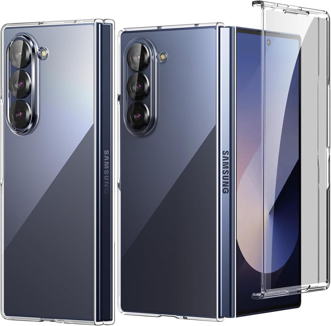 Foluu Clear Case for Samsung Galaxy Z Fold 6 with Front Built-in Screen Protector - Scratch Resistant Hard PC Back Bumper Protective Shockproof Cover for Samsung Galaxy Z Fold6 5G 2024
