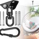 Hammock Hanging Kit, Hanging Chair Hardware 360Rotating 1200 lb Capacity Hammock Hooks Heavy Duty, Hammock Chair Hanging Kit & Swing Ceiling Hook Snap for Hammock Chair Stand, Seat, Tree, Yoga, Gym (Black)