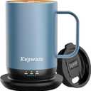 Kepwam Self-Heating Coffee Mug T1-16oz, Fast Heating Rechargeable Heated Coffee Mug, Smart Mug with App & Button Control, Ideal Gift for Coffee Lovers & Hot Drink Enthusiasts (Steel Blue)