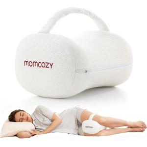 Momcozy Knee Pillow for Side Sleepers, Soft Memory Foam & Pinch-Free Design, Relieve Knee, Leg and Sciatica Pain, Adjustable Elastic Strap Ideal for Pregnant Women and Seniors, White