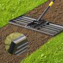 Lawn Leveling Rake - Heavy Duty 30" x 10" Lawn Leveler,Anti-Flip Edge, Adjustable 5FT Handle, Folding Plate for Yard, Soil, Sand, Topsoil Spreader - Garden Ground Top Dressing,Landscaping Tool