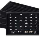 Foraineam 4 Pack Velvet 7 Slots Ring Earrings Showcase Trays Holder Drawer Insert Jewelry Display Organizer