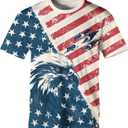 Casual American Flag T-Shirt Eagle Short Sleeve Patriotic T-Shirts for Men (XXXL)