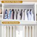 20 Pack Closet Pole Sockets Stainless Steel 1-1/4 Inch Metal Closet Rod Holder Heavy Duty U Shaped Closets Rod Bracket Curtain Rods Holders Closets Rods Support End Caps with Screws, Silver