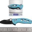 ALBATROSS Premium Hunting Folding Pocket Knife - EDC with Axis Lock, 3" Black Steel Blade, Blue FRN Handle, Quick Flipper Opening & Deep Carry Clip for Outdoor Camping, Fishing, Everyday Carry - FK036BC-BE