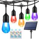 2-Pack 48FT Solar Outdoor RGB String Light, Dimmable Patio String Lights with Shatterproof Edison Bulbs, Remote, Commercial Solar String Lights for Cafe, Patio, Yard, Party