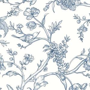 Safiyya Blue and White Wallpaper 393"x17.3" Floral Birds Peel and Stick Wallpaper Removable Contact Paper Peel and Stick White Contact Paper for Walls Vinyl Rolls