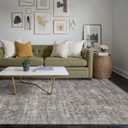 Rugxara Area Rugs 5x7 for Living Room Bedroom, Grey Washable Rug, Vintage Retro Boho Rug, Non Slip & Low Pile Faux Wool Thin Carpet for Indoor Dining Room, Dorm and Kids Room(Taupe/Grey 5x7ft)