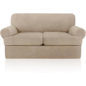 Sofa Covers 3 Piece T Cushion Sofa Slipcovers, Stretch Couch Cover with 2 Individual T Cushion Covers, Machine Washable Furniture Protector for Living Room(Island Fossi, 2 Cushions)