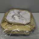 Rectangle Cut Corner Lamp Shades Set of 2, 10.5" x 10"x 13" Modern Medium Gold Lampshades with Brown Rim, Included 2 Pack Lamp Harps, Suitable for E26 Base and Saddle Base, Easy Assembly Required